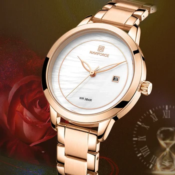 NAVIFORCE Žiūrėti Moterų, Prabangos Prekės Paprastas Kvarcas Lady Vandeniui Laikrodis Moterų Mados Atsitiktinis Laikrodžiai Mergina Laikrodis Reloj Mujer