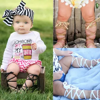 2019 Naujagimiui Baby Girl PU Odos Aukštos Tvarstis Sandalai Vasarą Vežimėlyje Batų