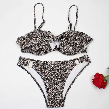 ESSV 2020 Seksualus Bikini Moterims Leopard maudymosi kostiumėlį Push Up maudymosi Kostiumėliai, Pynimas Tvarstis Apynasrio Bikini Komplektas Paplūdimio Maudymosi Kostiumą Plaukti Dėvėti XXL