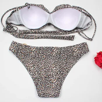 ESSV 2020 Seksualus Bikini Moterims Leopard maudymosi kostiumėlį Push Up maudymosi Kostiumėliai, Pynimas Tvarstis Apynasrio Bikini Komplektas Paplūdimio Maudymosi Kostiumą Plaukti Dėvėti XXL