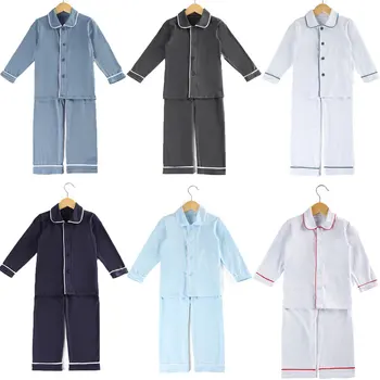 Medvilnės pižama vaikams, drabužiai ilgomis rankovėmis pjs mygtukus aukštyn kūdikis sleepwear tuščią berniukų pižama