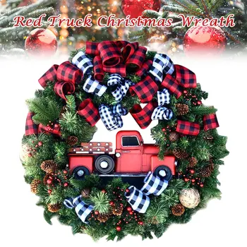 Sandėlyje Raudona Sunkvežimių Kalėdų Vainikas Langų Durų Apdailos Sienos Kabo Kalėdų Puošmena Rekvizitai