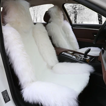 2020 m. Aukštos Kokybės Australijos Vilna Automobilių Sėdynės Padengti Kailinius Žiemą Šiltas Natūralios Vilnos Sėdynės Pagalvėlės, 1 VNT Balto Priekinės Automobilių Sėdynės Padengti