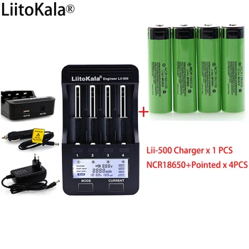 LiitoKala Lii-500 LCD), 3,7 V 18650 26650 1.2 V AA baterijos Kroviklis+ 4PCS NCR18650B 3400mAh+Nurodė, Žibintuvėlis baterijos