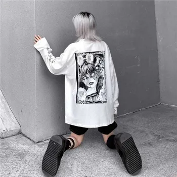 NiceMix Animacinių filmų Siaubo Grafinis T-shirt Moteris Simbolių Spausdinti Prarasti Punk Japonijos T Marškiniai Megztinis Viršuje Harajuku Gatvėje Tees