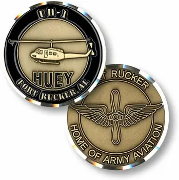 Huey Sraigtasparnis UH 1 Fort Rucker Armijos Iššūkis Monetos St, jav oro pajėgų apvalios monetos, 40*3mm, suvenyrų, meno
