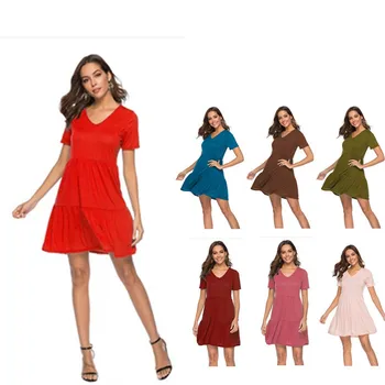 Ponia drabužių OWLPRINCESS 2020 m. Pavasario ir Vasaros Naują Atsitiktinis Palaidų Suknelė vientisa spalva suknelė