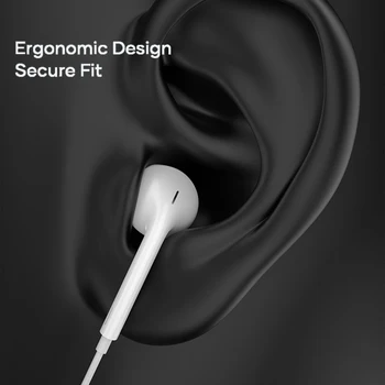 ROKAS In Ear Ausines, skirtas iPhone 12 Pro Max 7 8 Plus XS MAX 11 Stereo Garso Laidinis Ausinių su Mikrofonu Laidas Kontrolės Skambučiams