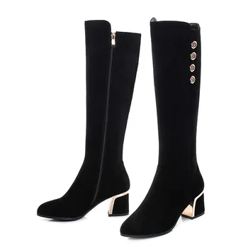 MORAZORA 2020 Naujas Prekės ženklas mados moterų batai kieto juoda patogus pulko kelio ilgi batai išlaikyti šiltas žiemą, ponios batai