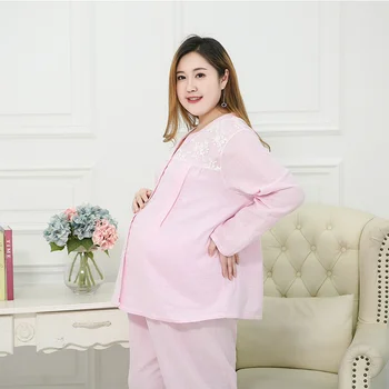 Motinystės pižama nustatyti motinos po gimdymo krūtimi drabužius vasarą, didelio dydžio moteriški prarasti namus kelnės