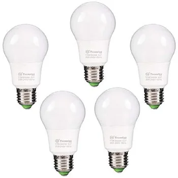 LED lemputės, A60 11W E27 šaltai balta šviesa 6400K, 880LM (5 vienetų) [Energijos vartojimo Efektyvumo Klasė A +]