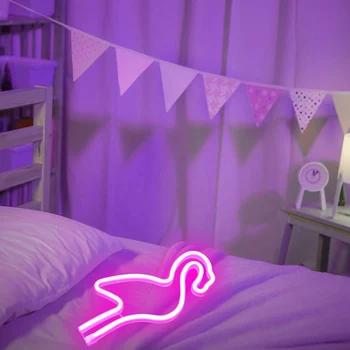 LED Flamingo Neon Sienų apšvietimo Vizualiojo Meno Apdailos Šviesos sienų Apdailai Lempa Vaikų Kambarį, Namuose Baro Dekoras Apšvietimas