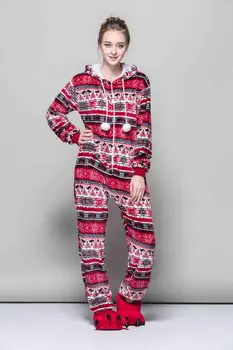 Kalėdų vientisas Pižama Moterims, Flanelė Gobtuvu Onesies Animacinių filmų Unisex Žiemos Sniego Modelio Rožinės spalvos Sleepwear Atsitiktinis Homewear