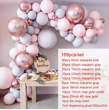 Pink Macaron Balionų Girliandą Gimtadienio Dekoro Vaikams, Kūdikių Dušas, Papuošalai Ballon Arch Lyčių Atskleisti Vestuves Globos