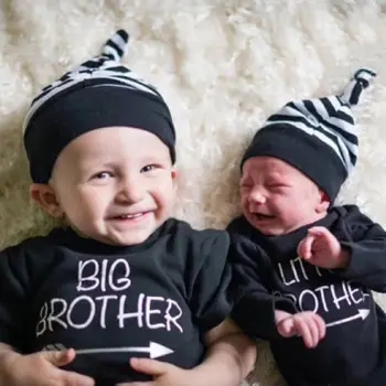 Little Big Brother Berniuko, Romper T-marškinėliai, Kelnės 3Pcs Šeimos Atitikimo Komplektus
