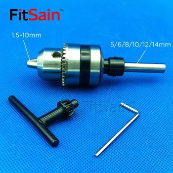 FitSain--B12 1.5-10mm mini gręžimo griebtuvas veleno skersmuo 5mm,8mm,10mm,12mm,kaip 14mm Prisijungti Lazdele, elektrinių Įrankių Priedai, grąžtų, paspauskite