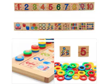 Vaivorykštė spurgos logaritminis valdybos žaislai vaikams, medienos ruošiniai švietimo žaislas matematikos medinės dėlionės, žaislų vaikams naujovė dovana