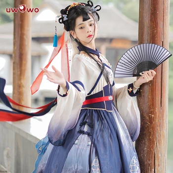Uwowo Originalaus Dizaino Baltos Rasos Chinoiserie Lolita Dress Cosplay Kostiumas