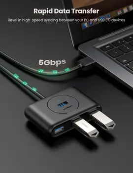 UGREEN USB Hub 4-Port USB 3.0 Didelio Greičio USB Skirstytuvo Už standžiuosius Diskus, USB 