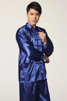 Naujas Kinijos Tradicinės vyriškos Satino Viskozė Kung Fu Kostiumas Derliaus ilgomis Rankovėmis Chi Wushu Vienodus Drabužius, M, L, XL, XXL, 3XL L070627
