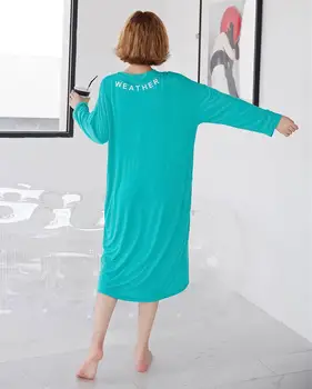 Negabaritinių Moterų Pižamą Nightdress Rudenį Modalinis Sleepwear Miego Marškinėliai Prarasti Moterų Ilgos Nakties Skraiste Suknelė Atsitiktinis Namų Suknelė