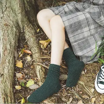 Moteris rudens-žiemos vilna tirštėti šiltos kojinės vientisos spalvos šonkaulio prarasti sukrauti atsitiktinis derliaus kvėpuojantis kojinės kojinės