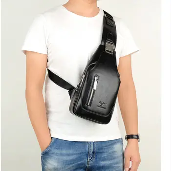Dizainas, Odinis Vyrų Pečių Maišą USB Įkrovimo Crossbody Krepšiai Vyrų Kovos Vagystės Krūtinės Maišelį Kelionės Pasiuntiniai Maišelį Žmogus, Verslo Krepšys