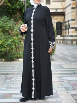MISSJOY Musulmonų Abaja Užtrauktukas Nėrinių Pakeitimo Elegantiškas Ponios Suknelė Dubajus Atsitiktinis Kaftan turkijos Retro Kimono Islamo Apranga