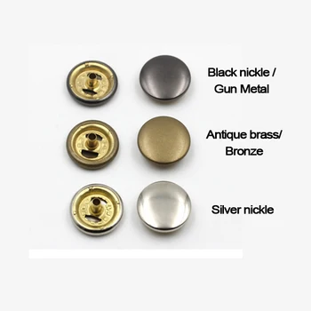 Didmeninė 100sets/daug 10mm mažas keturias dalis žalvario metalo mygtuką pavasario snap mygtuką snap tvirtinimo detalės, sidabro, bronzos, juoda FP-005