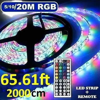 5/10/20m LED Juosta RGB SMD 3528 LED Juostelės Šviesos Lanksčios Juostelės Šviesos Juostele DC 12V RGB Diodų Juosta IR Valdytojas Adapteris