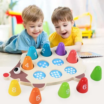 Vaikams mokomieji Medinis Žaislas Montessori Matematikos Žaislas vaikams, kūdikių Matematikos Priemonė, Ežys, Atminties Mokymo Atitikimo Žaidimas Dovanų