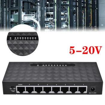 Pohiks Gigabit 8 Uostų Lan Hub Ethernet Komutatoriai Tinklo Kabelis Splitter 10 / 100 / 1000 Mbps RJ45 Su Galios Adpter