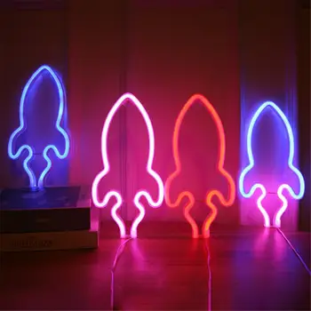 Kūrybos Neoninės Šviesos Raketų ir Planetos Formos USB Led Neonas Pasirašyti Skirtą Kambarį Namuose Šalis Vestuvių Dekoro Kalėdų Dovana Naktį Lempos Dovanos