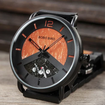BOBO PAUKŠČIŲ zegarki militarne Vyrų Medienos Žiūrėti Metalo Kvarcinis laikrodis su Datos Ekranu Vyrų relogios masculino