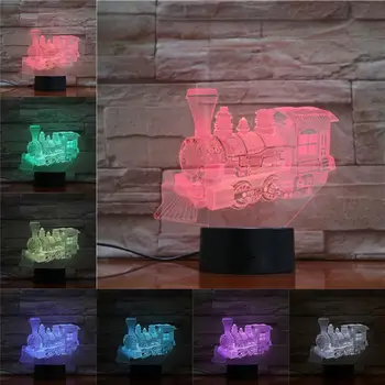 Naujovė Naktį Led Lemputė Garo Traukinio Lokomotyvas 3D Lempos Apšvietimas, LED Lemputės, Namų Dekoro Naktiniai Žibintuvėlis naktinė lempa Dovanos Vaikams