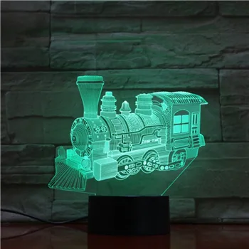 Naujovė Naktį Led Lemputė Garo Traukinio Lokomotyvas 3D Lempos Apšvietimas, LED Lemputės, Namų Dekoro Naktiniai Žibintuvėlis naktinė lempa Dovanos Vaikams