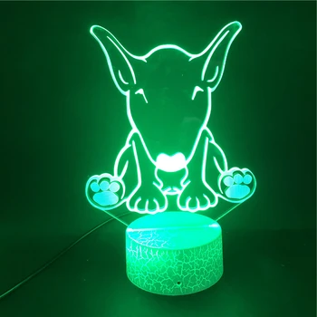 Išmaniųjų Telefonų Kontrolės Bull Terjeras Augintiniai, Šunų, Gyvūnų kūdikių Dovanų Animacinių filmų stalo Lempos Naktiniai Tiesiogiai Tiekimo Dropship LED Šviesos Naktį