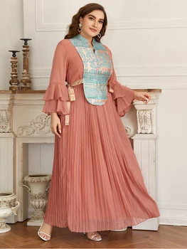 2020 m. Dubajaus Abaja Ilgos Suknelės Musulmonų Moterims Siuvinėjimo Plius Dydžio Elegantiškas Mados Siūlėmis Ramadanas Suknelė