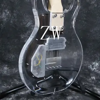 Aukščiausios Kokybės Elektrinio Boso Gitara Dan Stiliaus Akrilo Bosinė Gitara Kūno Raudonmedžio Pickguard