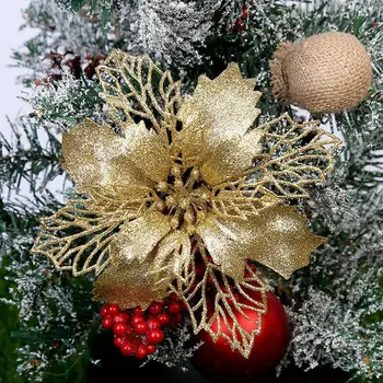 10vnt Dirbtiniai Blizgučiai Gėlių Kalėdų Eglutė Lašas Papuošalai Modeliavimas Šilko Gėlės, Vestuvių Šventės atributas Namų Dekoro