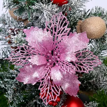 10vnt Dirbtiniai Blizgučiai Gėlių Kalėdų Eglutė Lašas Papuošalai Modeliavimas Šilko Gėlės, Vestuvių Šventės atributas Namų Dekoro