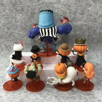 9pcs/set Anime One Piece WFC Helovinas Luffy Sanji Chopper Nami Moliūgų Clollectible figūrėlių, Žaislai