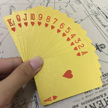 Naujas Pramogauti Aukso Kortų Kaladę Aukso Folija Pokers Korteles 24K Aukso Plastiko Folijos Pokers Patvarus, atsparus Vandeniui Korteles Lašas Laivas