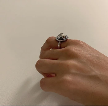 Silvology 925 Sterlingas Sidabro Ovalo formos Blizgus Žiedų Derliaus Twist Pusėje Minimalistinio Japonija Korėja Žiedai Moterims Aukštos Kokybės Juvelyriniai dirbiniai