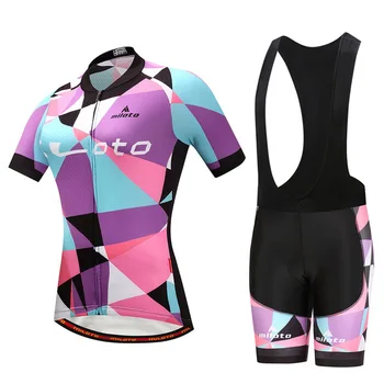 2020 moterų mados Dviračių drabužius trumpomis Rankovėmis Jersey Nustatyti Miloto vasaros MTB Kostiumas Race road Bike Drabužiai, kombinezonai su Antkrūtiniais Gelio Padas Šortai