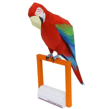 Papūga Žalia-sparnuotas Macaw Paukštis, Lankstymo, Pjovimo Mini 3D Popieriniai Papercraft Gyvūnų Skaičius 