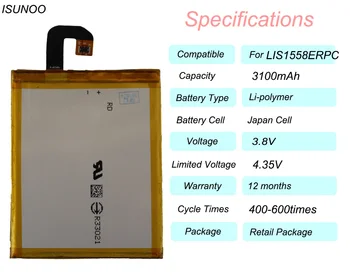ISUNOOO Bateriją LIS1558ERPC baterija sony Z3 L55T L55U D6653 D6633 D6643 Baterija