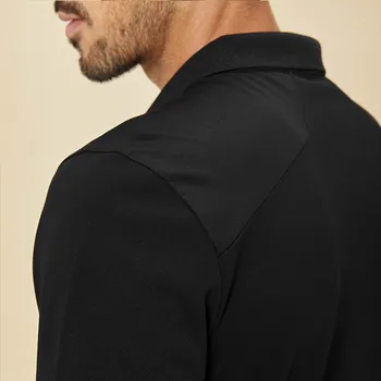 KUEGOU 2020 m. Rudenį Medvilnės Užtrauktukas Juodos spalvos Polo Marškinėliai Vyrams Mados ilgomis Rankovėmis Slim Fit Poloshirt Vyrų Markės Plius Dydis Drabužių 88040