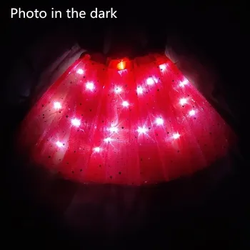 8-12T Šviesos diodų (LED) Mergina Vaikų Drabužių Star Tutu Sijonas Princesė Šalies Tutus Tiulio Pettiskirt Vaikų Baleto Šokių Helovinas balta