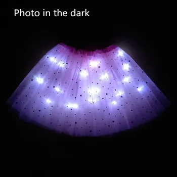 8-12T Šviesos diodų (LED) Mergina Vaikų Drabužių Star Tutu Sijonas Princesė Šalies Tutus Tiulio Pettiskirt Vaikų Baleto Šokių Helovinas balta